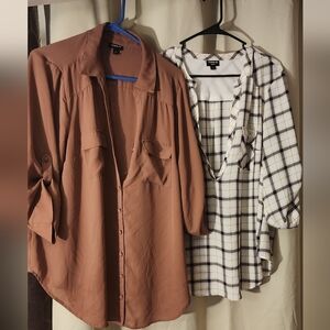 Torrid Women's Blouses in Rust and Plaid